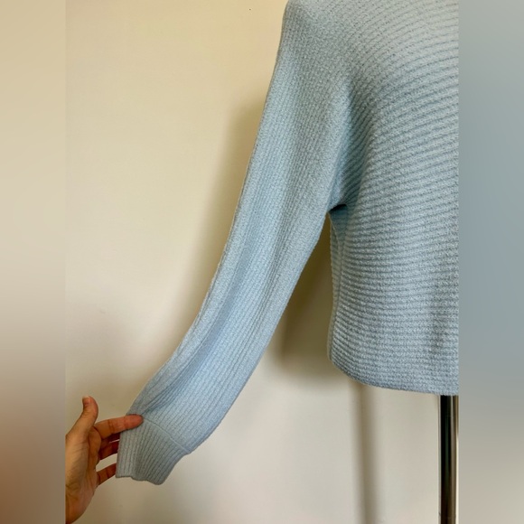 Rachel Zoe Blue Mock Neck Sweater with Ribbed Knit - Size Medium might fit Sz L - Picture 5 of 9